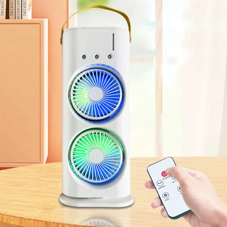 پنکه مه پاش شارژی دو فن - سفید