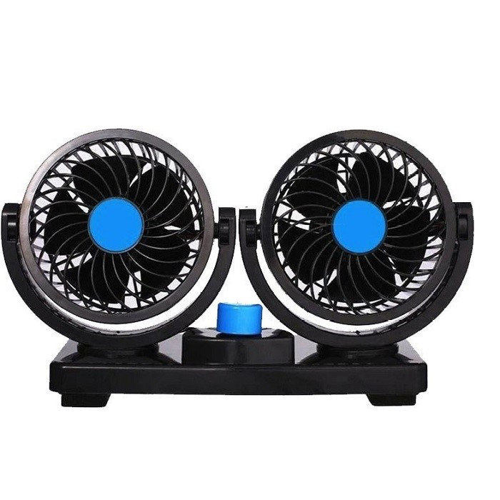 پنکه دوقلو خودرو مدل چرخش 360 درجه USB - مشکی