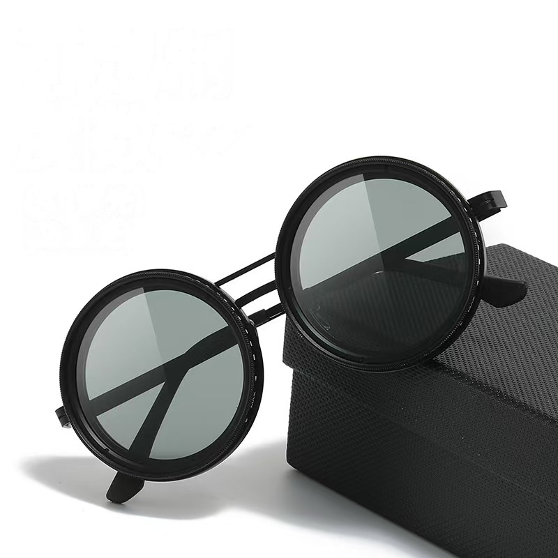 عینک آفتابی گرد ND9  با قابلیت تنظیم تیرگی و مکانیزم چرخشی - مشکی