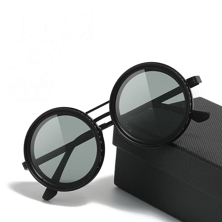 عینک آفتابی گرد ND9 با قابلیت تنظیم تیرگی و مکانیزم چرخشی - مشکی