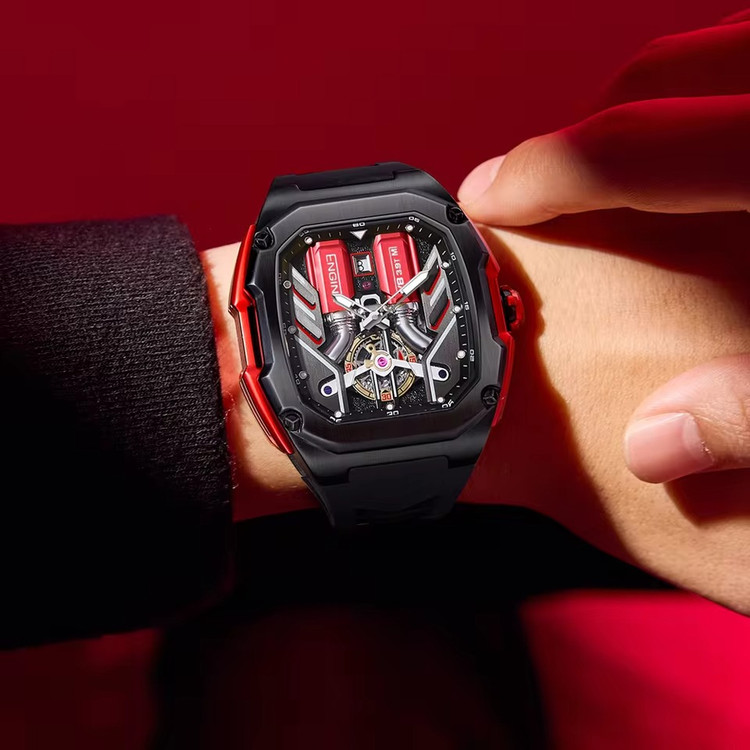 ساعت مچی مردانه SVJ موتور مکانیکی اتوماتیک - قرمز