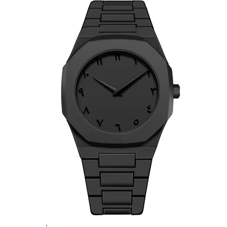 ساعت مچی یونیسکس بند پلاستیکی کوارتز - مشکی عربی