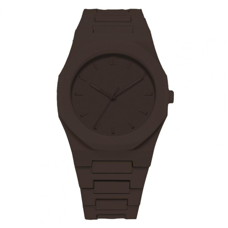 ساعت مچی یونیسکس بند پلاستیکی کوارتز - قهوهای