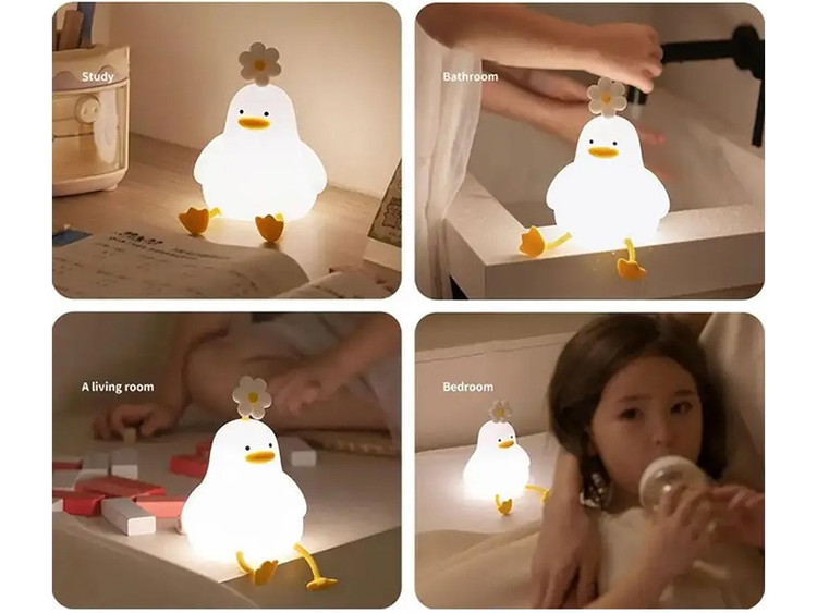 چراغ خواب کودکانه سیلیکونی طرح اردک گل به سر LLD-D09c - مشخصات