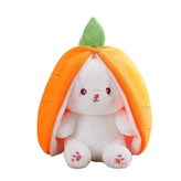 عروسک خرگوش سورپرایزی مخملی ۲۵ سانتی (طرح توتفرنگی) - نارنجی