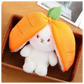 عروسک خرگوش سورپرایزی مخملی ۲۵ سانتی (طرح توتفرنگی) - نارنجی