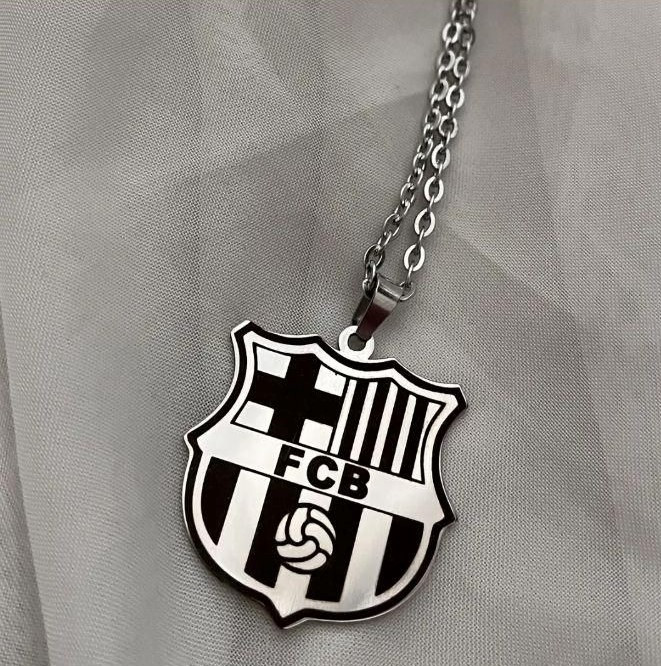 گردنبند لوگوی بارسلونا استیل رنگ ثابت