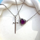 گردنبند قلب ست عاشقانه ولنتاین - بنفش