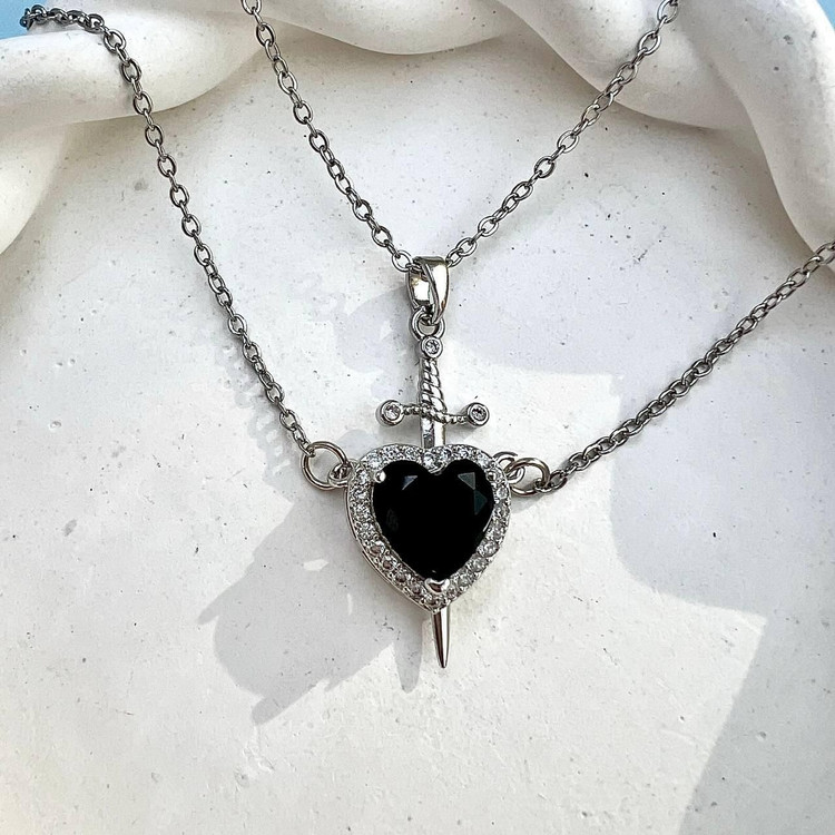 گردنبند قلب ست عاشقانه ولنتاین - مشکی