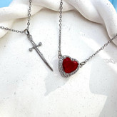 گردنبند قلب ست عاشقانه ولنتاین - قرمز