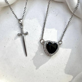 گردنبند قلب ست عاشقانه ولنتاین - مشکی