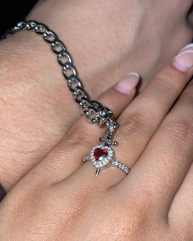 دستبند و انگشتر قلب ست عاشقانه ولنتاین