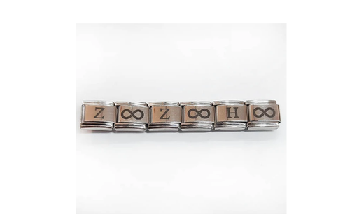 دستبند چارم ایتالیایی استیل طرح حروف لاتین