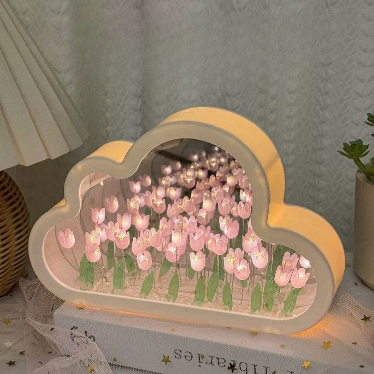 خرید چراغ خواب لاله آینهای DIY | Tulip Mirror Night Light