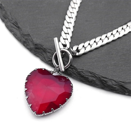گردنبند چوکر قلب قرمز گاتیک | Gothic Punk Red Heart Necklace