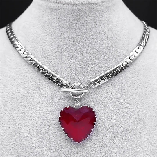 گردنبند چوکر قلب قرمز گاتیک | Gothic Punk Red Heart Necklace