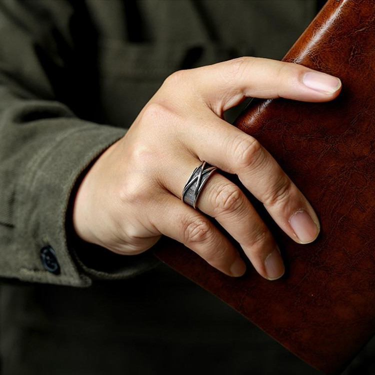 انگشتر گوتیک گوکو بلک مدل Retro Time Space | مردانه